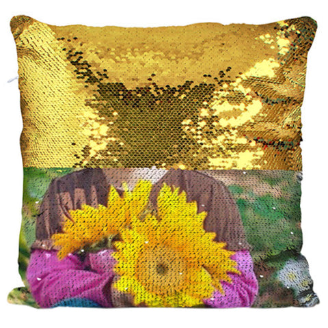 Custom Gold Sequins Square Pillow