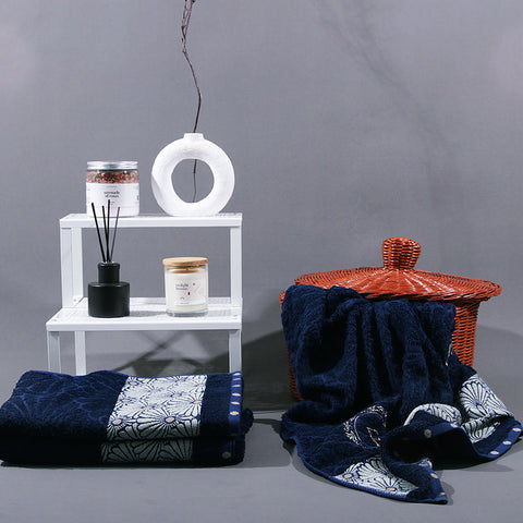 Single Set Sunny Bloom Navy Towel