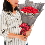 Midnight Hand Bouquet - Fiery Red