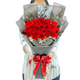 Midnight Hand Bouquet - Fiery Red