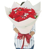 Majestic Red Roses with Baby Breath Bouquet