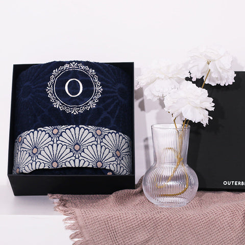 Single Set Sunny Bloom Navy Towel