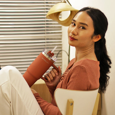 Outerbloom Personalized Tumbler Titan Terra Sunset with Straw - 900 mL