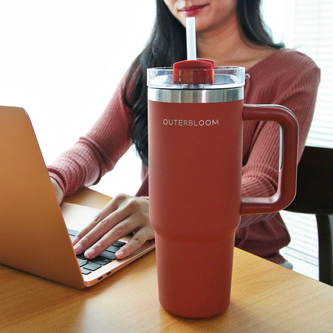 Outerbloom Personalized Tumbler Titan Terra Sunset with Straw - 900 mL