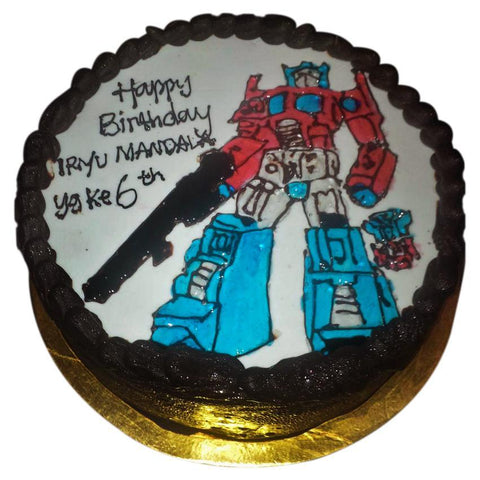 Simple Chocolate White Optimus Prime Cake