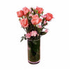 6 Pink Roses And Pink Carnation in Vase