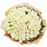 99 White Roses Hand Bouquet