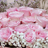 Majestic Pink Roses with Baby Breath Bouquet