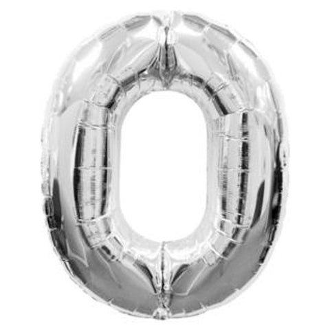 Silver Number Foil Balloon 0-9