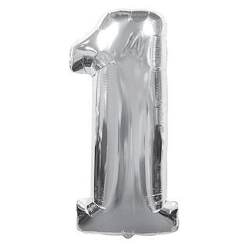 Silver Number Foil Balloon 0-9