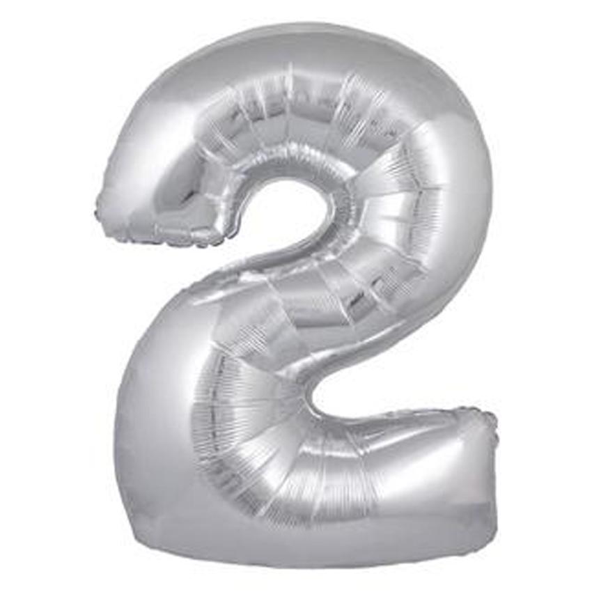 Jumbo Silver Number Foil Balloon 0-9