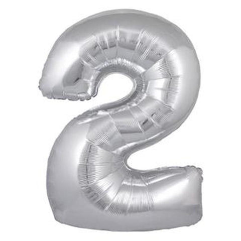 Jumbo Silver Number Foil Balloon 0-9