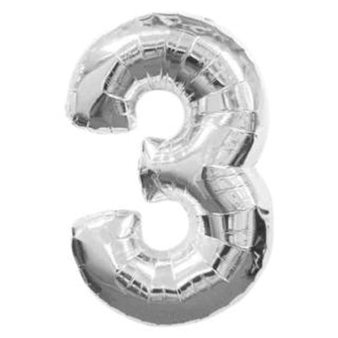 Jumbo Silver Number Foil Balloon 0-9
