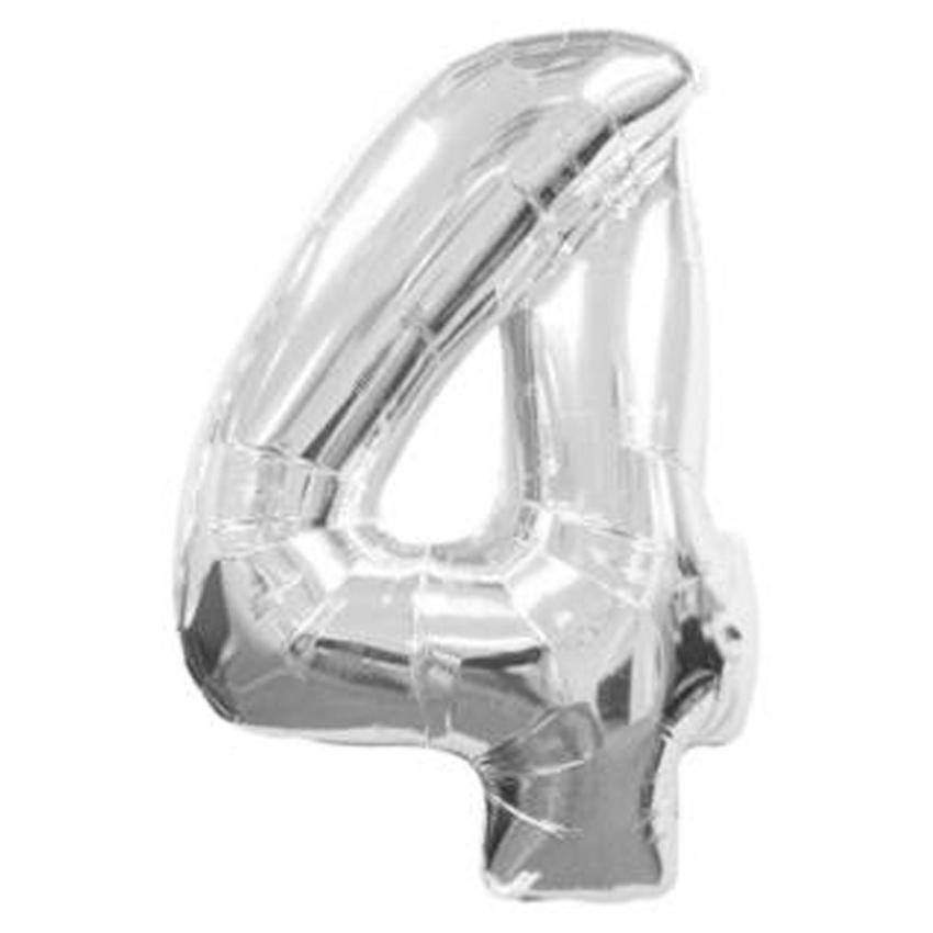 Silver Number Foil Balloon 0-9