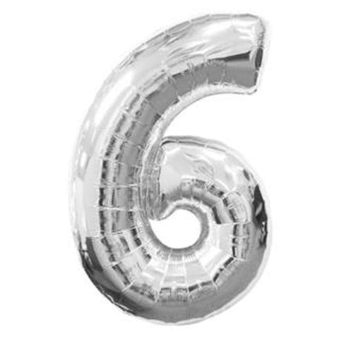 Silver Number Foil Balloon 0-9
