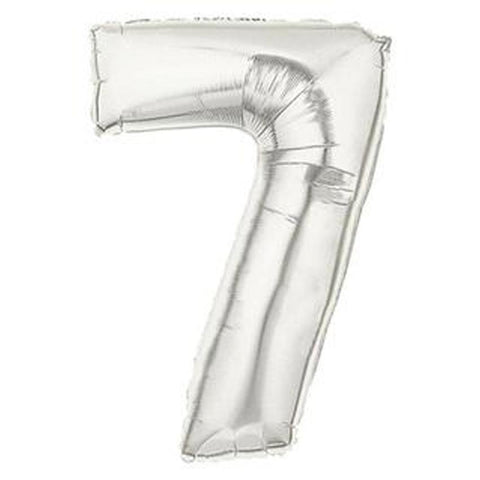 Silver Number Foil Balloon 0-9