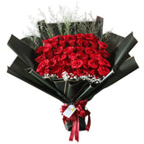 [Valentine] Classic Midnight Hand Bouquet - Fiery Red