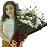 White Rose and Pink Lilies Bouquet