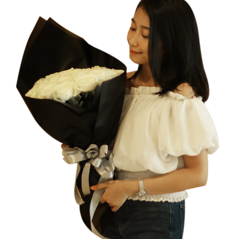 Black Pearl Dazzling White Big Bouquet