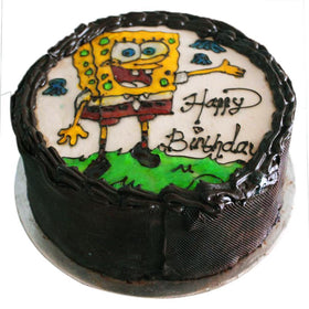 Simple Chocolate White Spongebob Cake