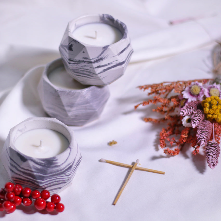 Outerbloom Candle Ocean Groove in Geometric Pot