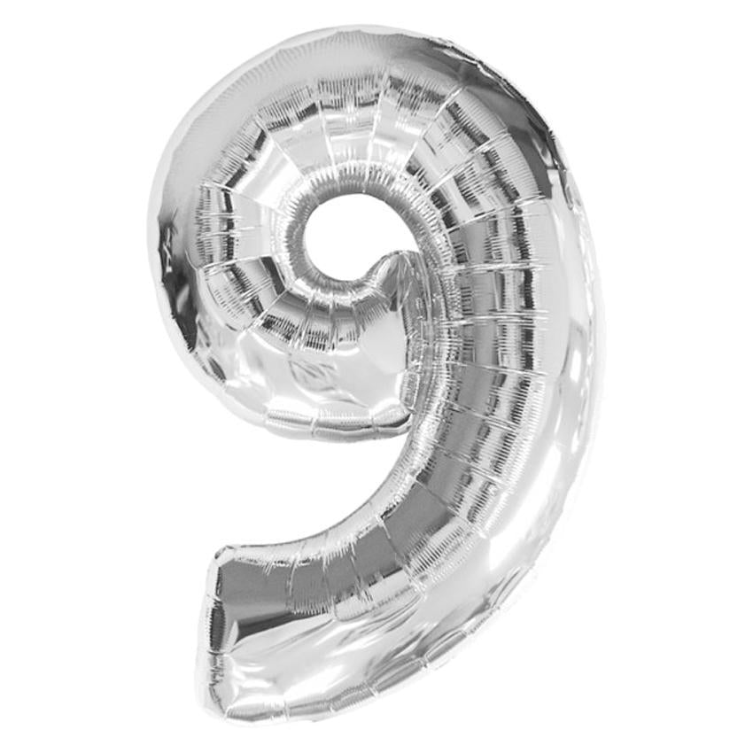 Silver Number Foil Balloon 0-9