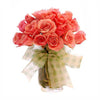 20 Peach Roses in Vase